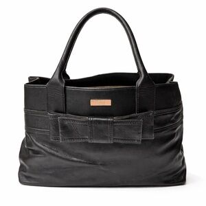 Kate Spade black leather bow satchel tote work bag